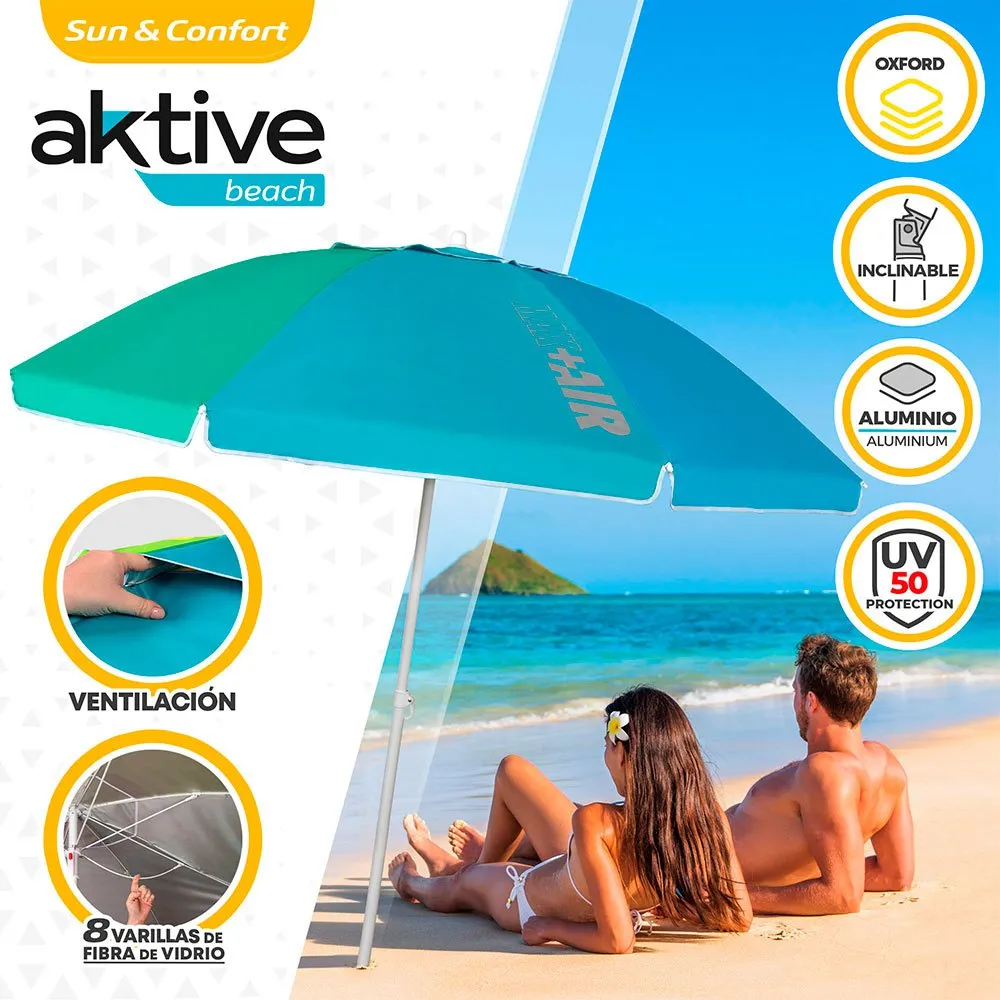 Aktive Windfester Sonnenschirm Für Den Strand Mit Uv50-schutz 220 Cm, Multicolor panel, One Size Aktive Windfester Sonnenschirm Für Den Strand Mit Uv50-schutz 220 Cm, Multicolor panel, One Size