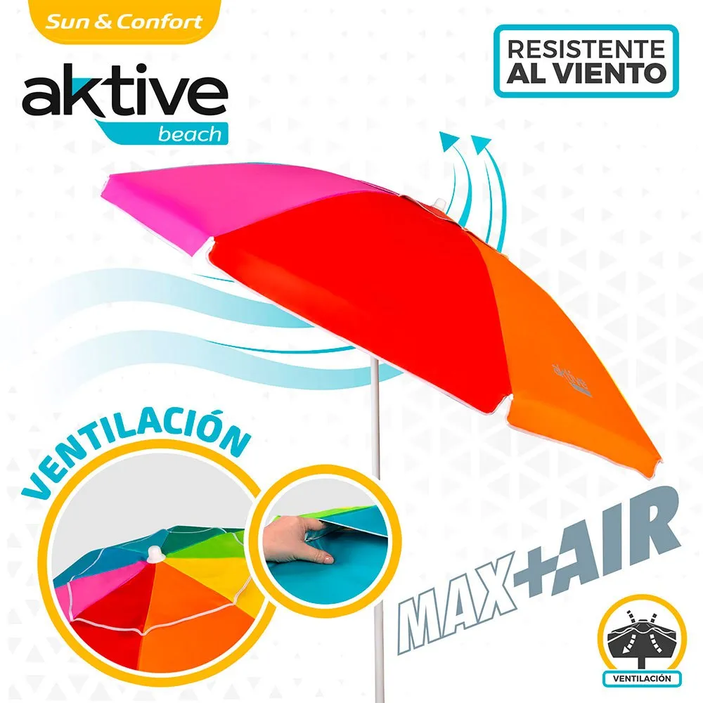 Aktive Windfester Sonnenschirm Für Den Strand Mit Uv50-schutz 220 Cm, Multicolor panel, One Size Aktive Windfester Sonnenschirm Für Den Strand Mit Uv50-schutz 220 Cm, Multicolor panel, One Size