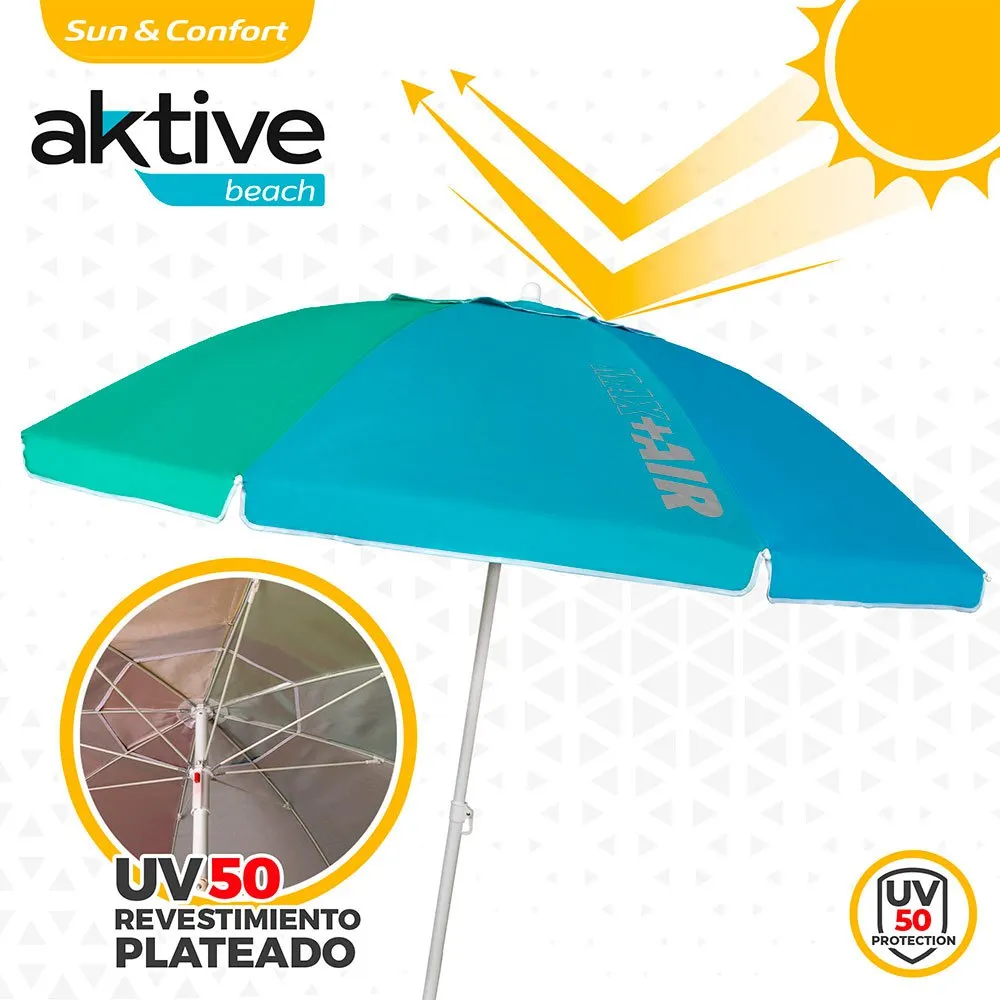 Aktive Windfester Sonnenschirm Für Den Strand Mit Uv50-schutz 220 Cm unisex, Multicolor panel, One Size