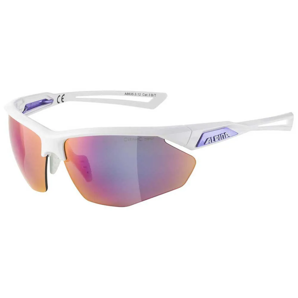 Alpina Nylos Hr Verspiegelte Polarisierte Sonnenbrille, White / purple, Purple Mirror/CAT3 Alpina Nylos Hr Verspiegelte Polarisierte Sonnenbrille, White / purple, Purple Mirror/CAT3