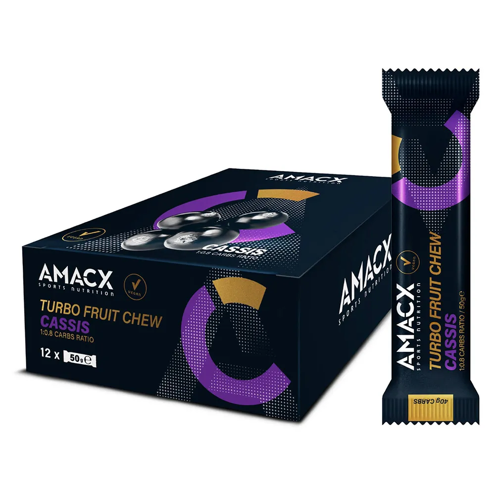 Amacx Trubo Fruit Schachtel Mit Zähen Energieriegeln Schwarze Johannisbeere 50g 12 Einheiten, Multicolor, One Size