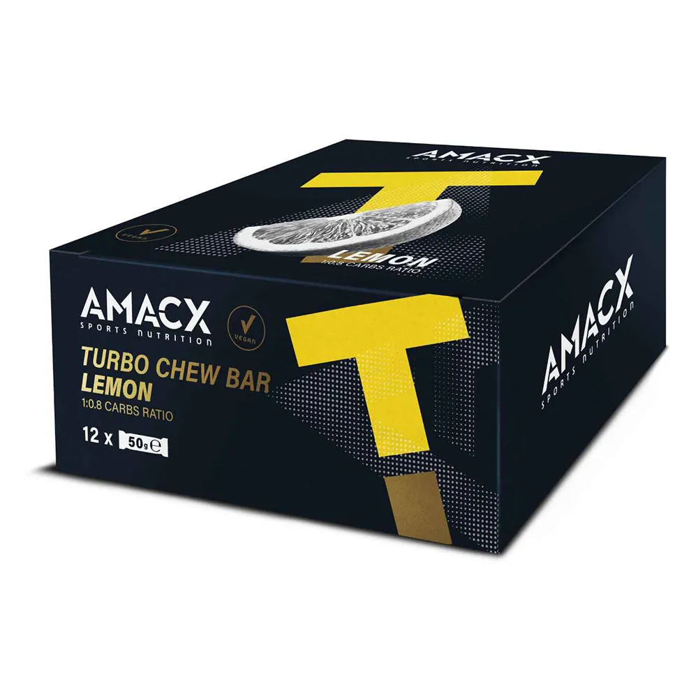Amacx Turbo Chew Energieriegel-box Zitrone 50g 12 Einheiten, Blue, One Size Amacx Turbo Chew Energieriegel-box Zitrone 50g 12 Einheiten, Blue, One Size