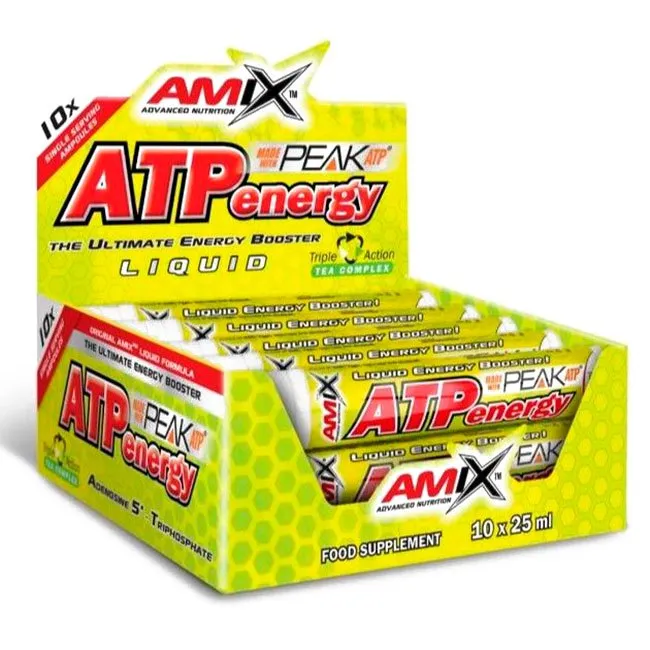 Amix Atp Vials Energy-drink Einzeldosis-box Zitrone 25ml 10 Einheiten, Yellow, One Size Amix Atp Vials Energy-drink Einzeldosis-box Zitrone 25ml 10 Einheiten, Yellow, One Size