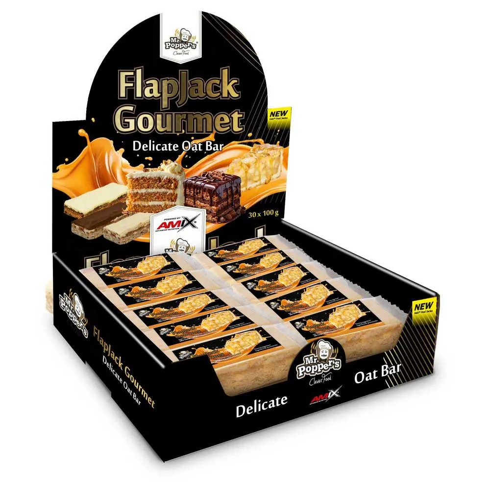 Amix Flapjack Gourmet 100g Energieriegel Weiße Schokolade Und Karamell 30 Einheiten, One size