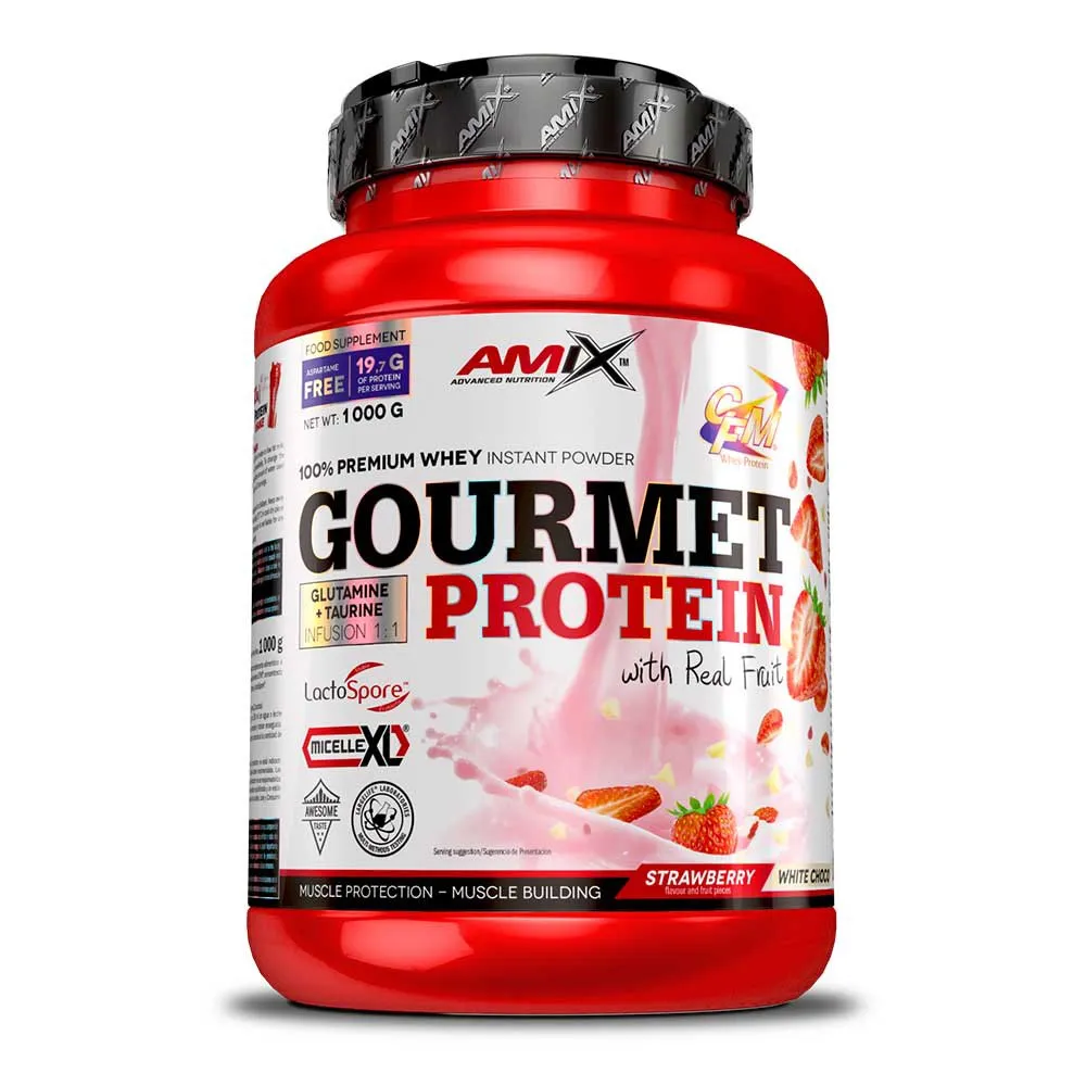 Amix Gourmet Protein Weiße Schokolade Und Erdbeere 1kg, Red, One Size