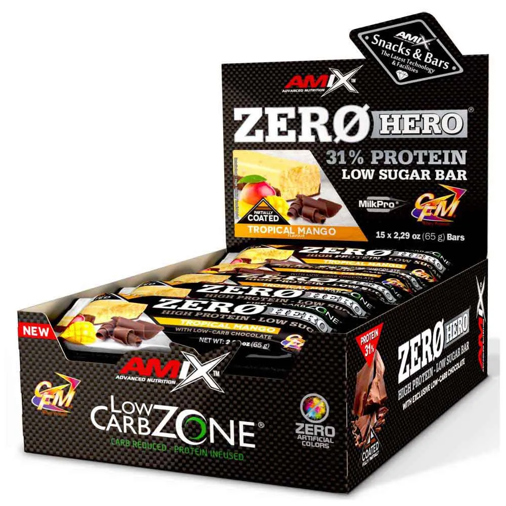 Amix Low Carb Zerohero Proteinriegelbox Mango 65g 15 Einheiten, One size Amix Low Carb Zerohero Proteinriegelbox Mango 65g 15 Einheiten, One size