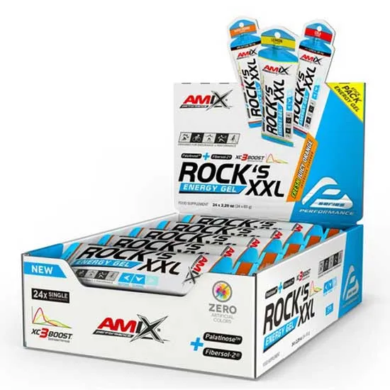 Amix Rock´s Xxl 65g Orange Schachtel Mit Energiegelen 24 Einheiten, Multicolor, One Size Amix Rock´s Xxl 65g Orange Schachtel Mit Energiegelen 24 Einheiten, Multicolor, One Size