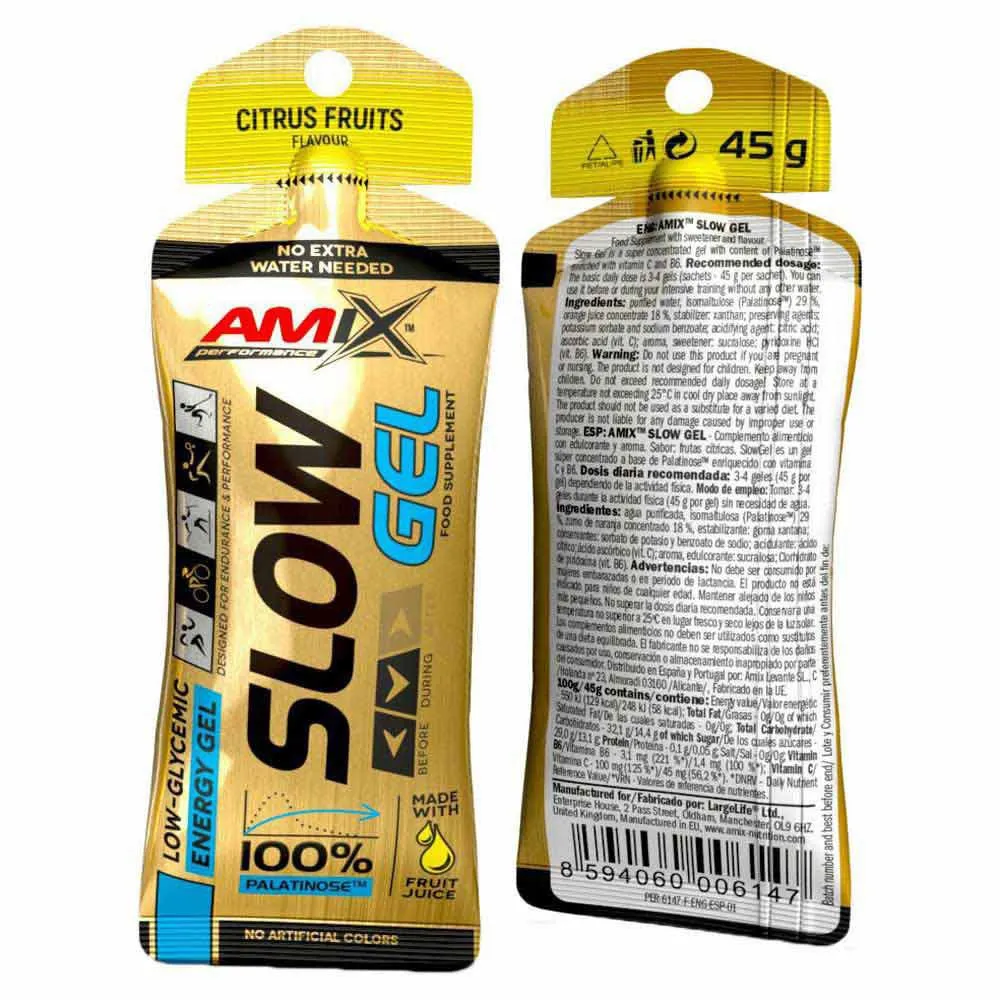 Amix Slow Schachtel Mit Energiegelen Zitrusmischung 45g 40 Einheiten, Yellow, One Size
