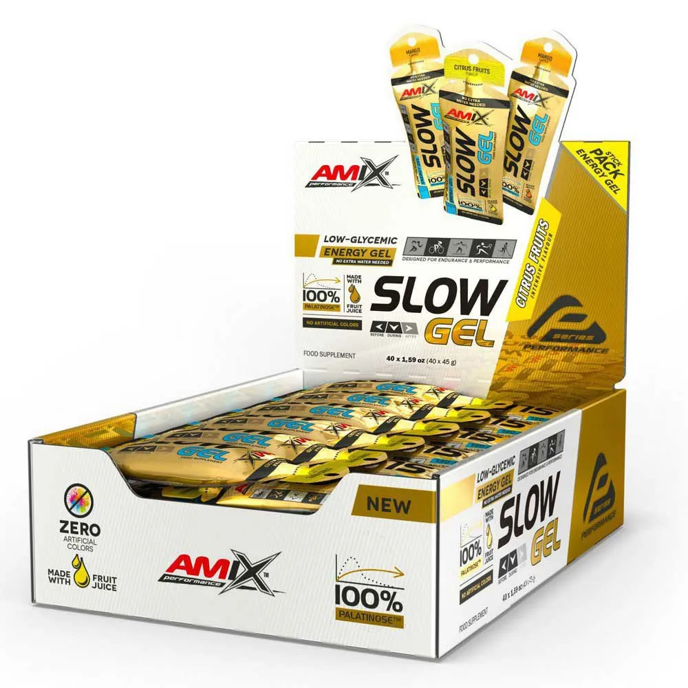 Amix Slow Schachtel Mit Energiegelen Zitrusmischung 45g 40 Einheiten, Yellow, One Size