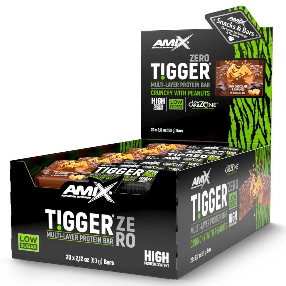 Amix Tiggerzero Multi-layer Proteinriegelbox Zartbitterschokolade Und Karamell 60g 20 Einheiten, One size Amix Tiggerzero Multi-layer Proteinriegelbox Zartbitterschokolade Und Karamell 60g 20 Einheiten, One size