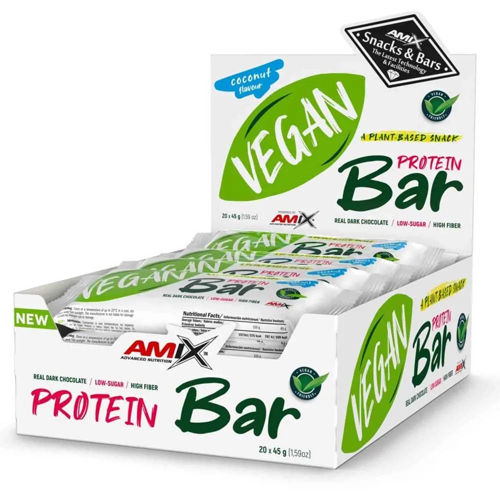 Amix Vegan Protein 45g Coco Energie-riegel-box 20 Einheiten, Multicolor, One Size Amix Vegan Protein 45g Coco Energie-riegel-box 20 Einheiten, Multicolor, One Size