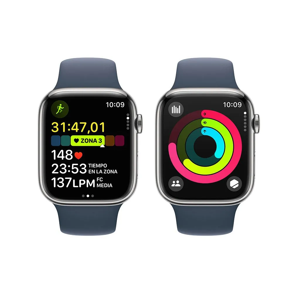 Apple Series 9 Gps+cellular 45 Mm Watch, Silver / steel blue Apple Series 9 Gps+cellular 45 Mm Watch, Silver / steel blue