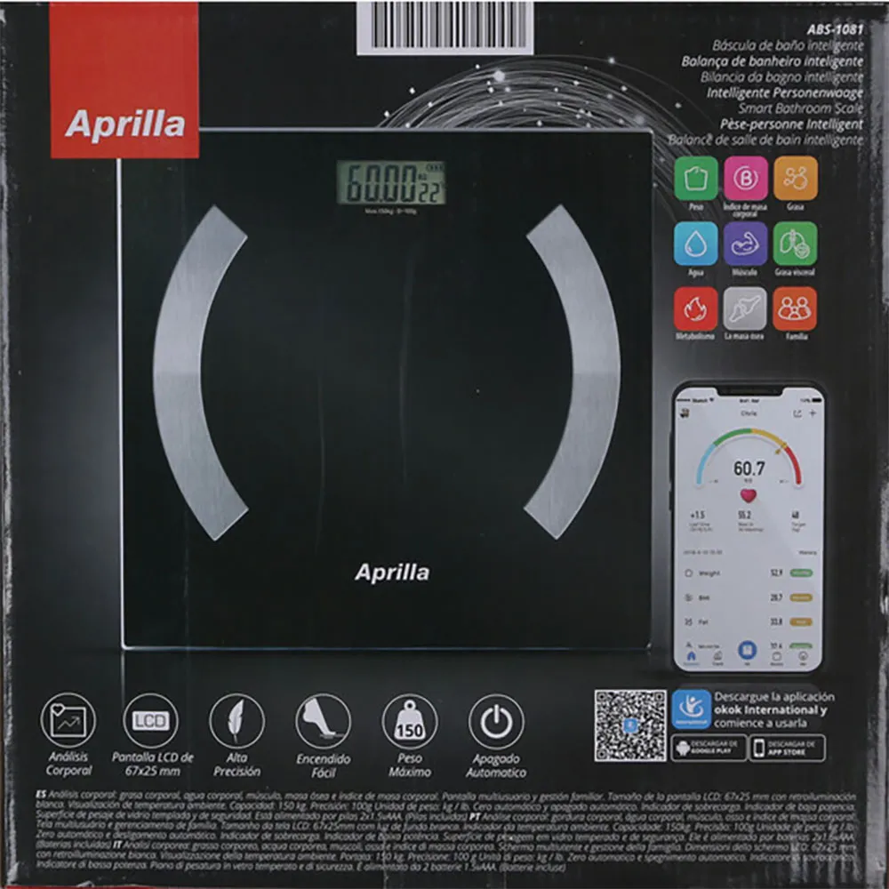 Aprilla Smarte Personenwaage Bluetooth 150kg, Multicolor, One Size Aprilla Smarte Personenwaage Bluetooth 150kg, Multicolor, One Size
