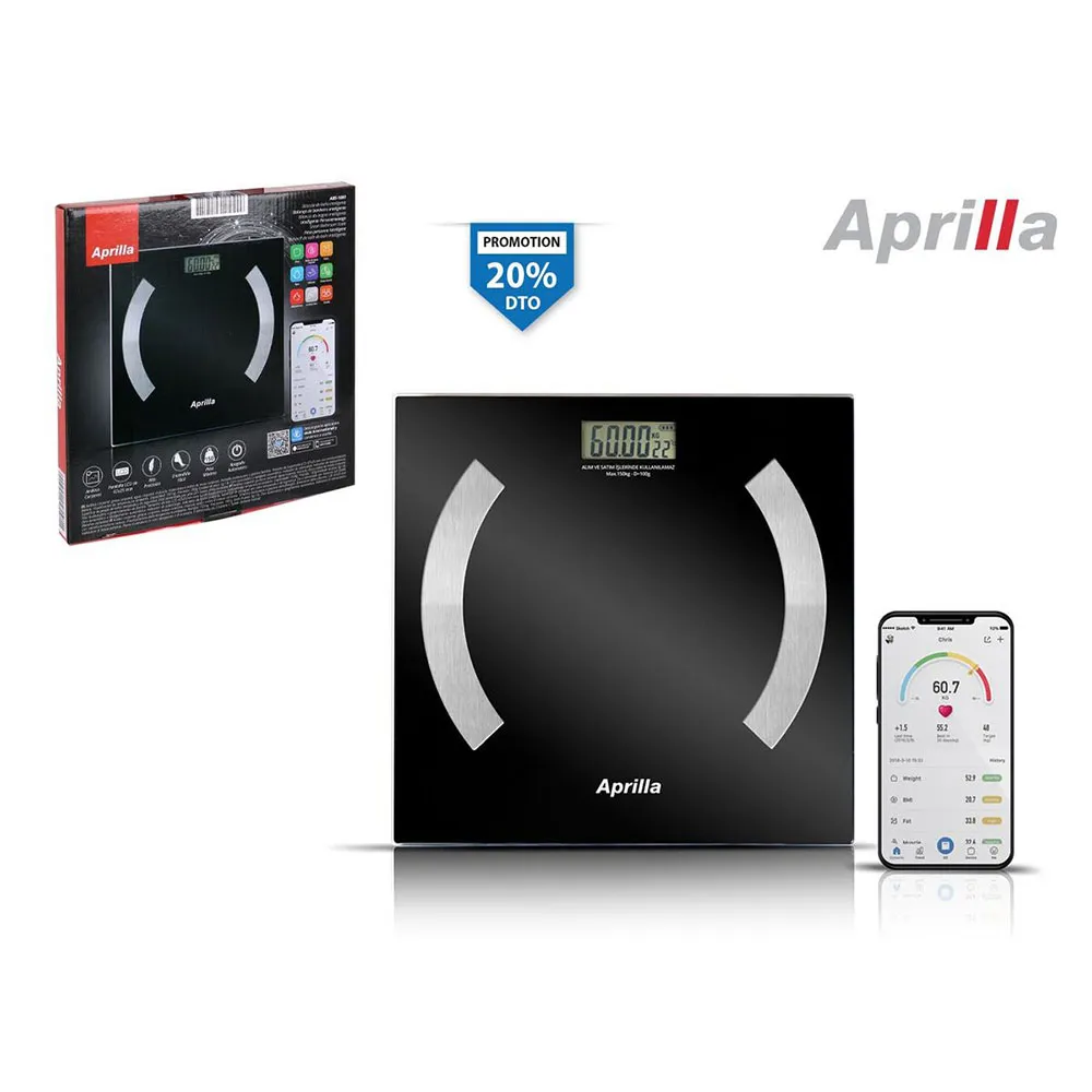 Aprilla Smarte Personenwaage Bluetooth 150kg, Multicolor, One Size Aprilla Smarte Personenwaage Bluetooth 150kg, Multicolor, One Size