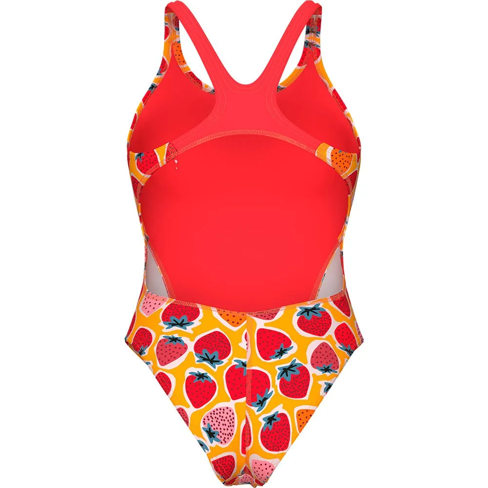 arena Strawberry Swim Tech Back Badeanzug female, Fluo red / orange