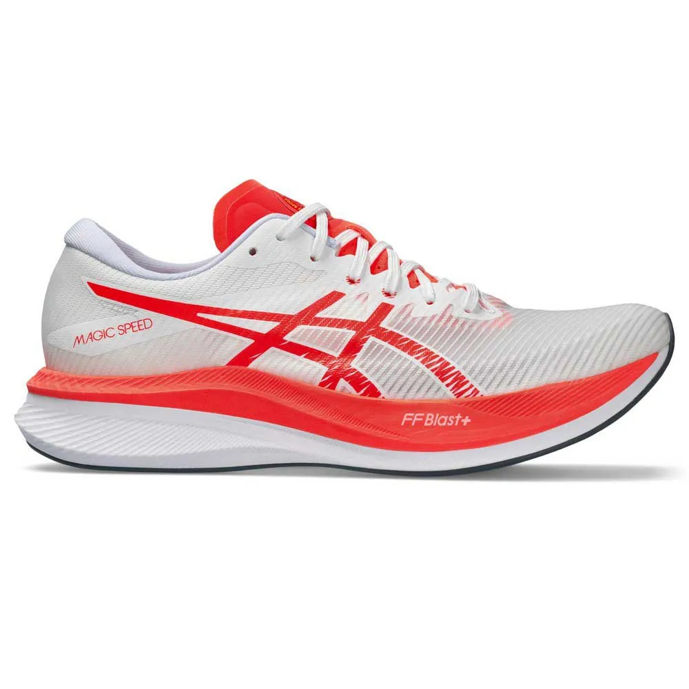 Asics Magic Speed 3 Laufschuhe male, White / sunrise red