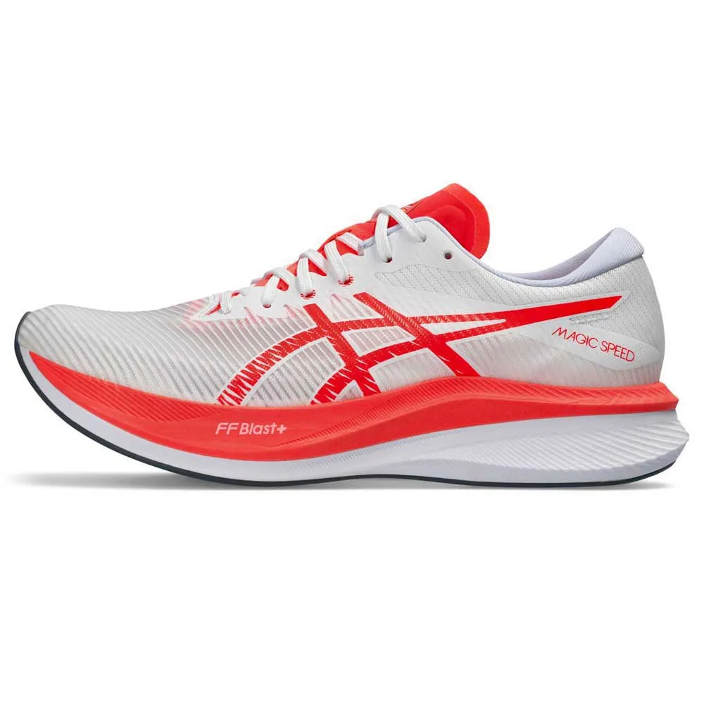 Asics Magic Speed 3 Laufschuhe male, White / sunrise red