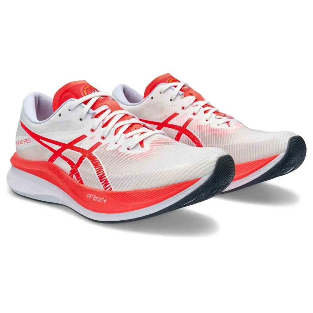 Asics Magic Speed 3 Laufschuhe male, White / sunrise red