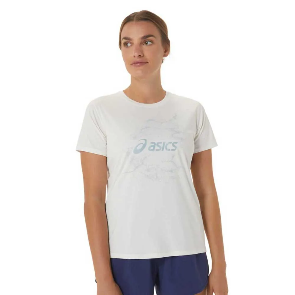 Asics Nagino Graphic Run Kurzarm-t-shirt female, Cream