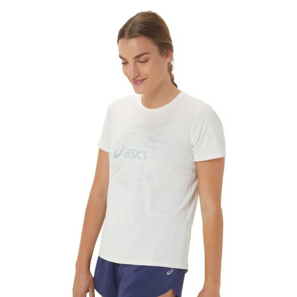 Asics Nagino Graphic Run Kurzarm-t-shirt female, Cream
