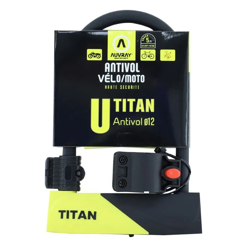 AUVRAY Fahrradschloss u Fahrrad mit Halterung Sicherheitsstufe 5-10 Titan Unisex