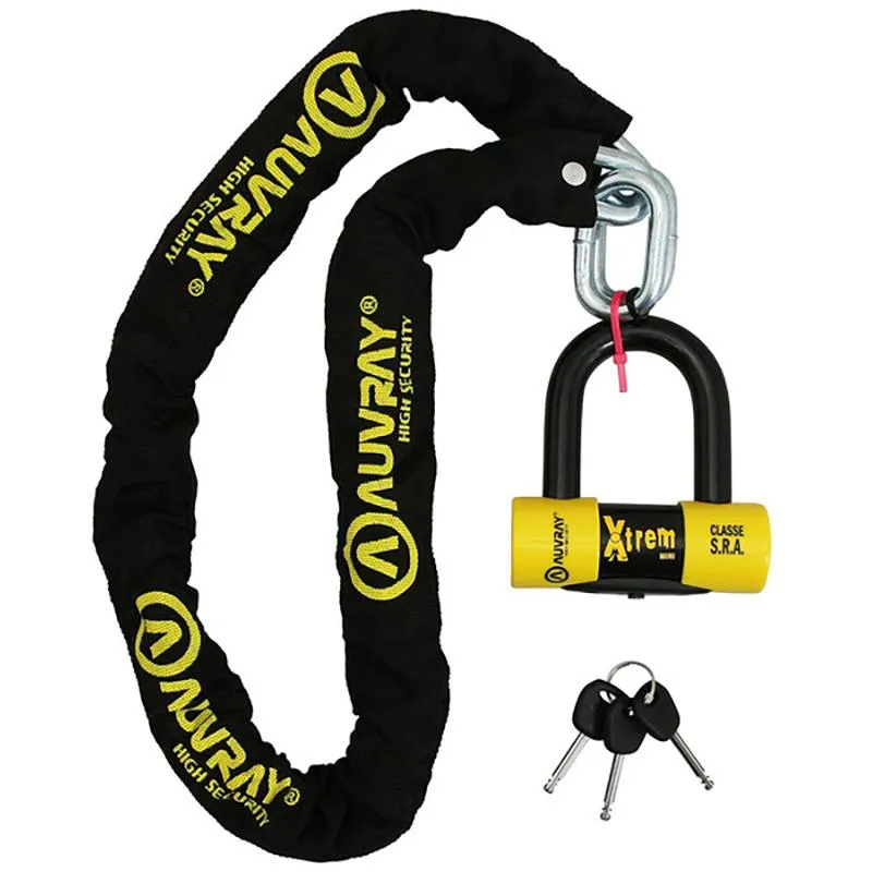 AUVRAY Kettenschloss + Lock 120 Lasso Unisex, schwarz, 52 x 65mm