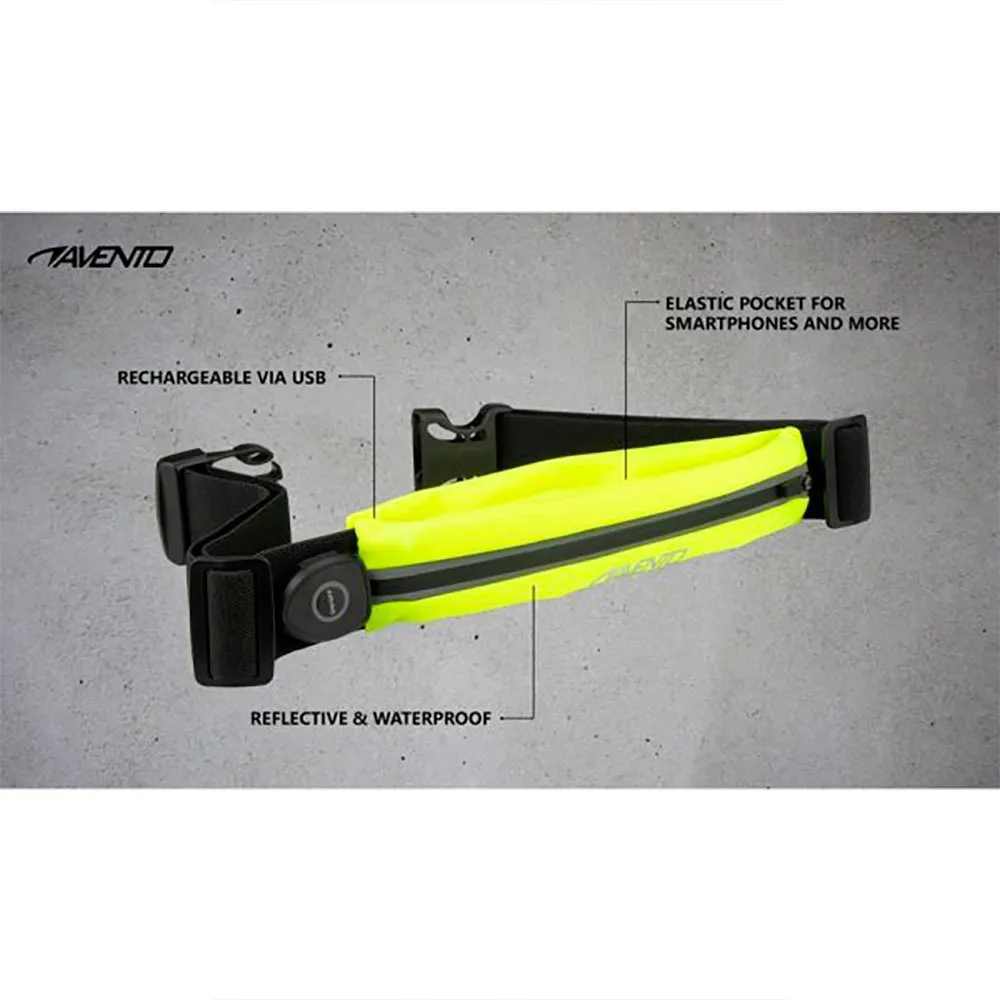 Avento Pocket + Rechargeable Led Laufgürtel, Fluorescent yellow / black Avento Pocket + Rechargeable Led Laufgürtel, Fluorescent yellow / black