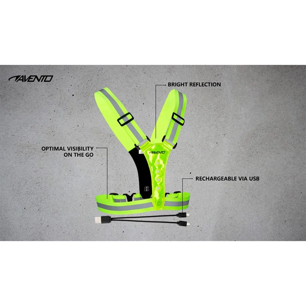 Avento Rechargeable Led Reflektierende Laufweste unisex, Fluorescent yellow, One Size Avento Rechargeable Led Reflektierende Laufweste unisex, Fluorescent yellow, One Size