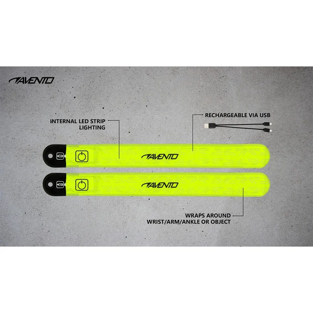 Avento Slap-on Rechargeable Led Armband 2 Einheiten unisex, Fluorescent yellow / silver grey, One Size