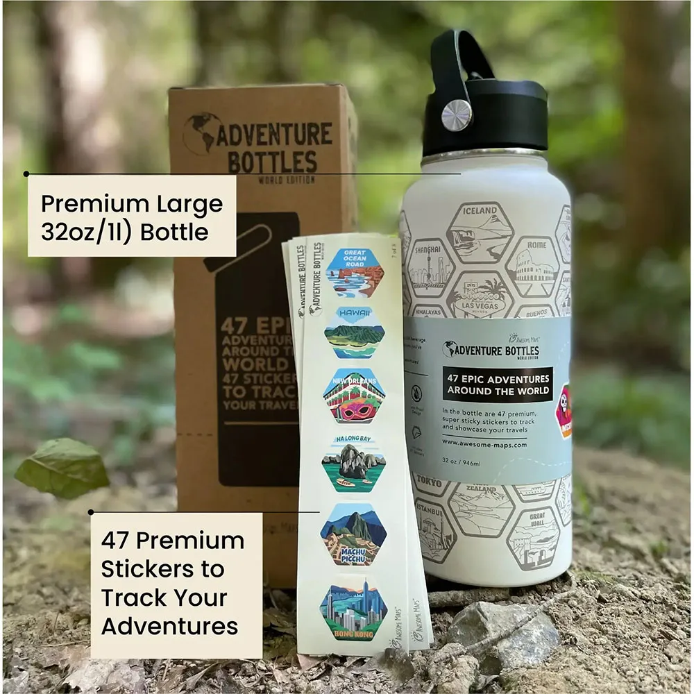 Awesome Maps Adventure World 1l Thermosflasche, White, One Size Awesome Maps Adventure World 1l Thermosflasche, White, One Size