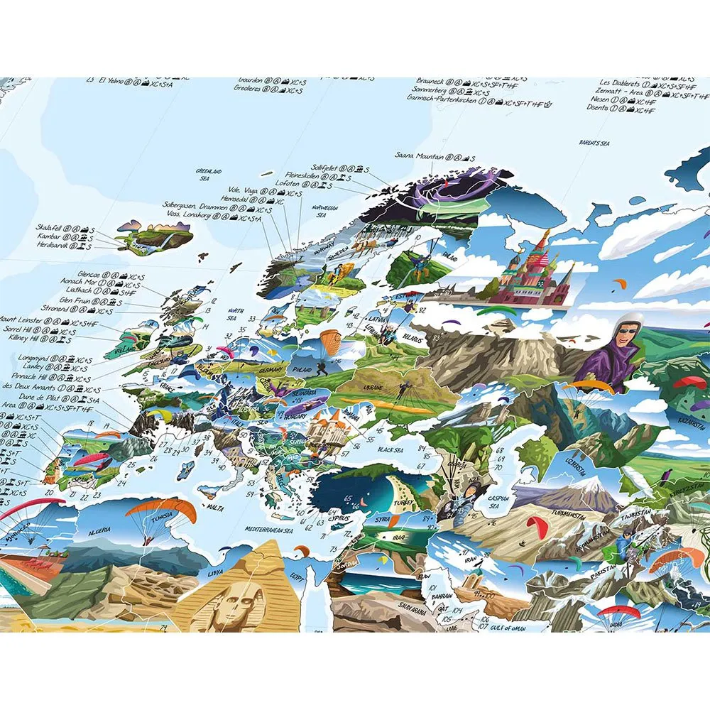 Awesome Maps Best Paragliding Spots In The World Karte, One size