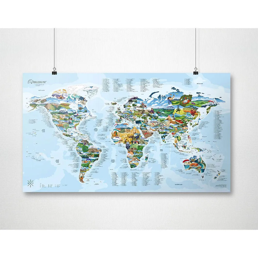 Awesome Maps Best Paragliding Spots In The World Karte, One size