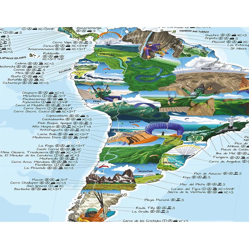 Awesome Maps Best Paragliding Spots In The World Karte, One size