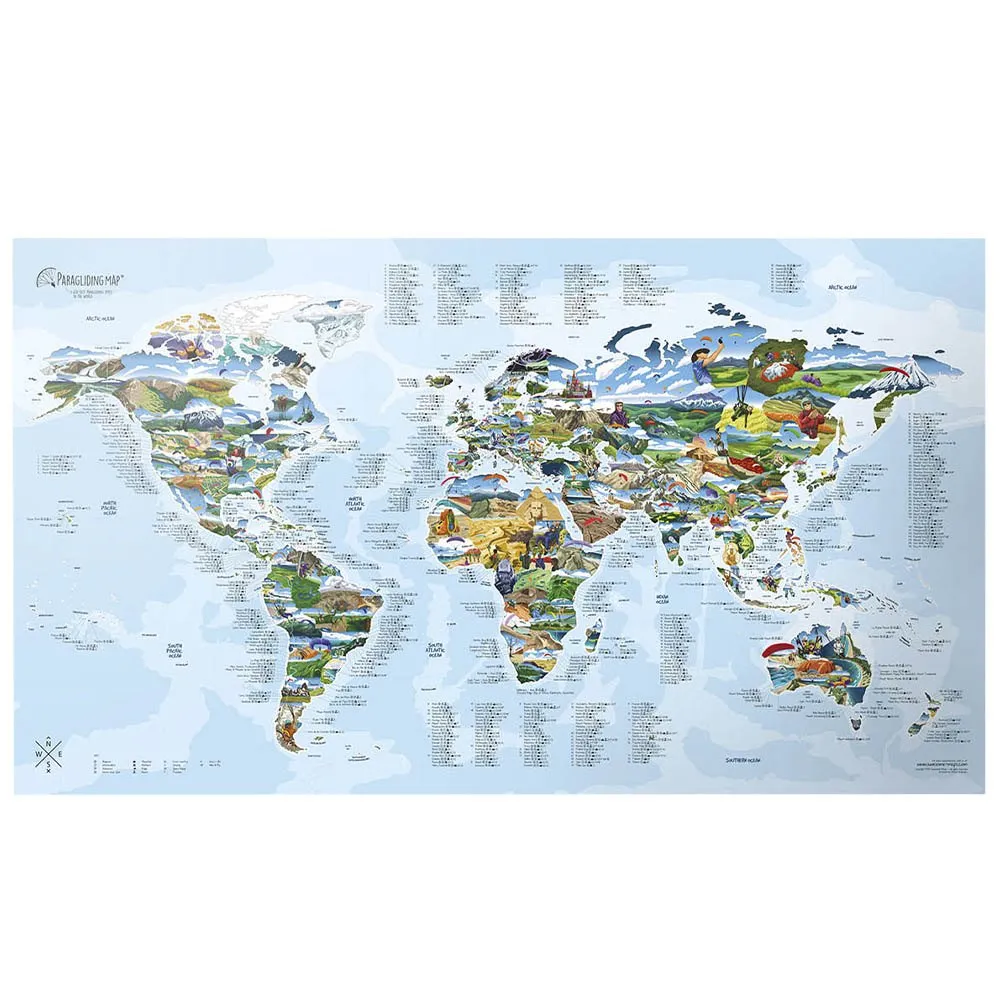 Awesome Maps Best Paragliding Spots In The World Karte, One size