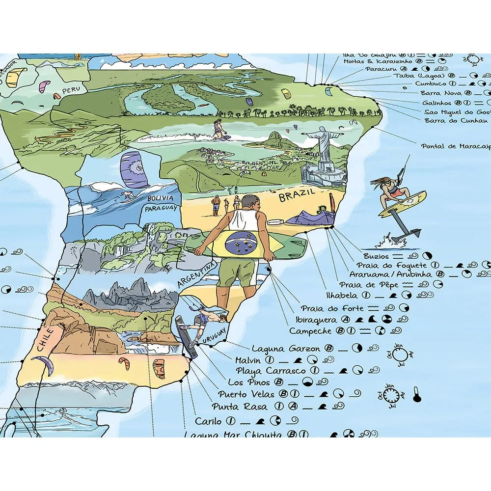 Awesome Maps Kitesurf Best Ing Spots In The World Karte, One size Awesome Maps Kitesurf Best Ing Spots In The World Karte, One size