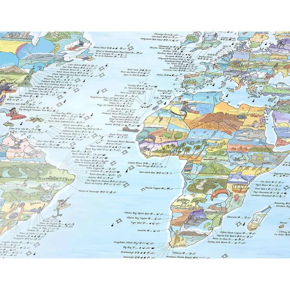 Awesome Maps Kitesurf Best Ing Spots In The World Karte, One size Awesome Maps Kitesurf Best Ing Spots In The World Karte, One size