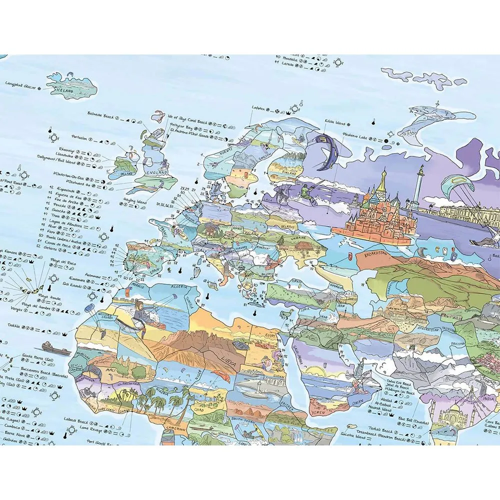 Awesome Maps Kitesurf Best Ing Spots In The World Karte, One size Awesome Maps Kitesurf Best Ing Spots In The World Karte, One size