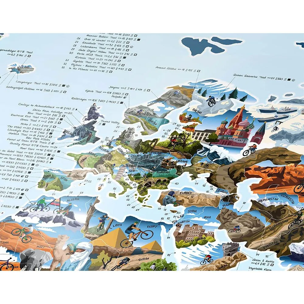 Awesome Maps Mountain Bike Best Trails In The World Karte, One size Awesome Maps Mountain Bike Best Trails In The World Karte, One size