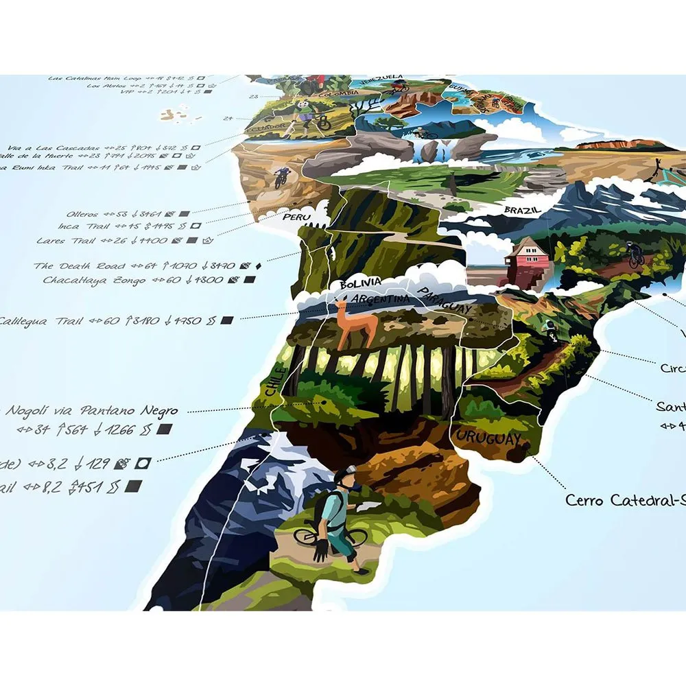 Awesome Maps Mountain Bike Best Trails In The World Karte, One size Awesome Maps Mountain Bike Best Trails In The World Karte, One size