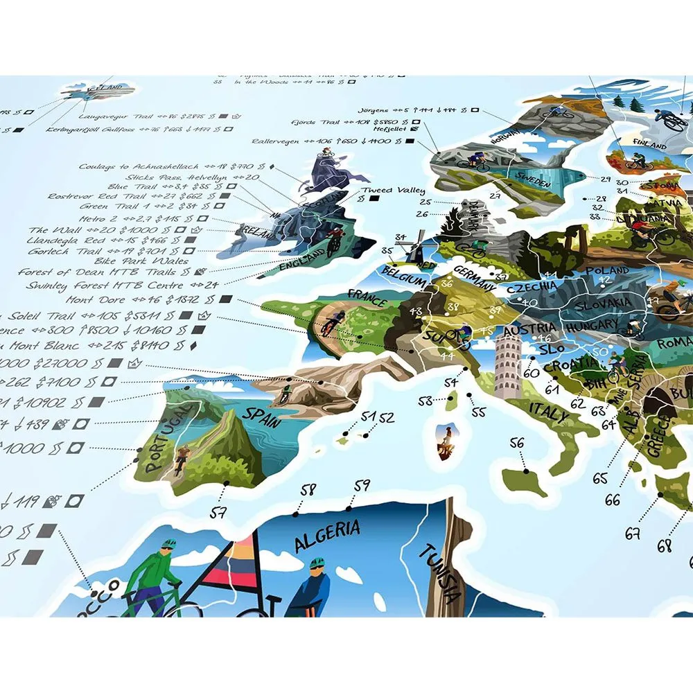 Awesome Maps Mountain Bike Best Trails In The World Karte, One size Awesome Maps Mountain Bike Best Trails In The World Karte, One size