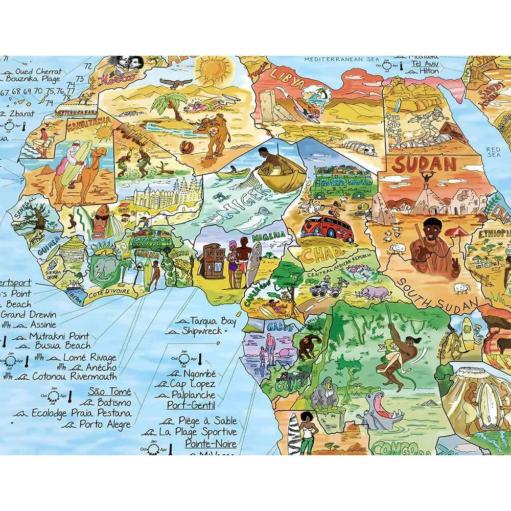 Awesome Maps Surftrip Best Surf Beaches Of The World Original Colored Edition Karte, One size Awesome Maps Surftrip Best Surf Beaches Of The World Original Colored Edition Karte, One size