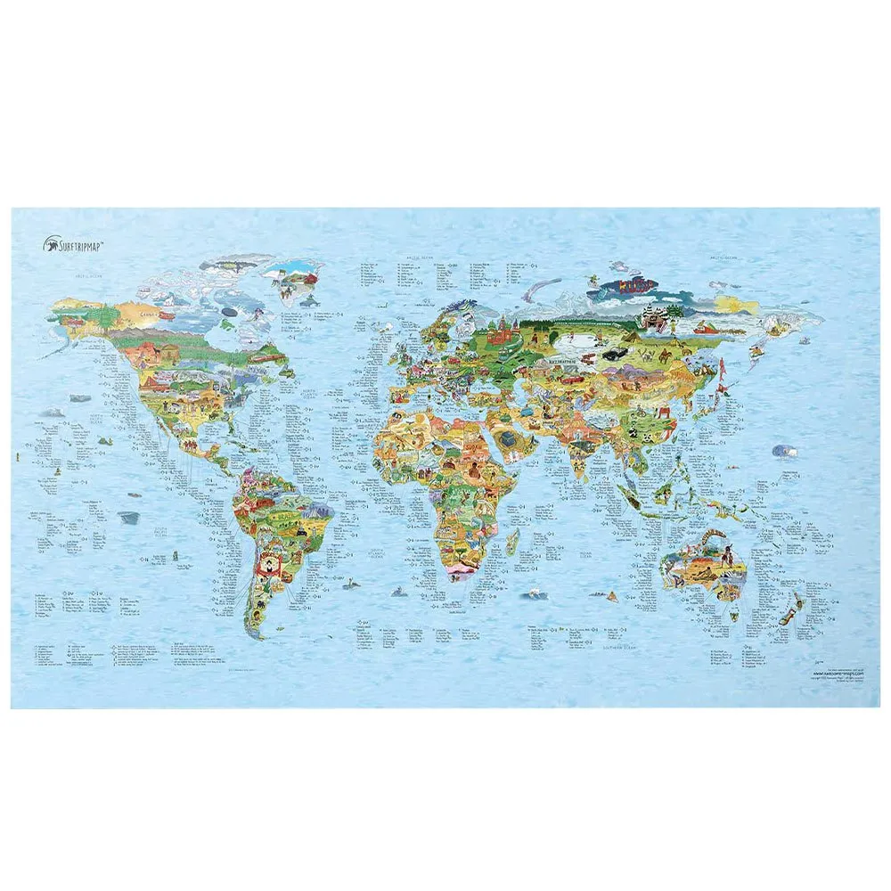 Awesome Maps Surftrip Best Surf Beaches Of The World Original Colored Edition Karte, One size Awesome Maps Surftrip Best Surf Beaches Of The World Original Colored Edition Karte, One size