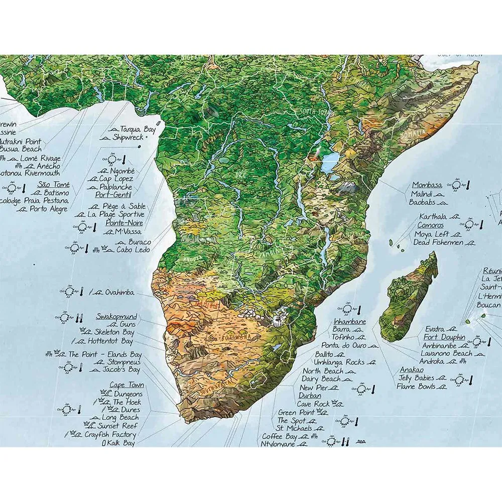 Awesome Maps Surftrip Green Edition Best Surf Beaches Of The World Green Edition Karte, One size