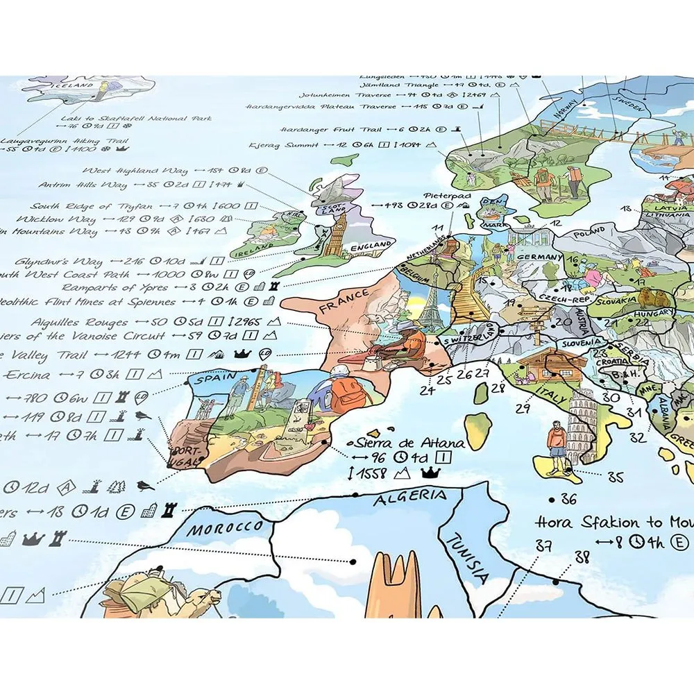 Awesome Maps Wanderkarte Die Besten Wanderwege Der Welt, One size Awesome Maps Wanderkarte Die Besten Wanderwege Der Welt, One size