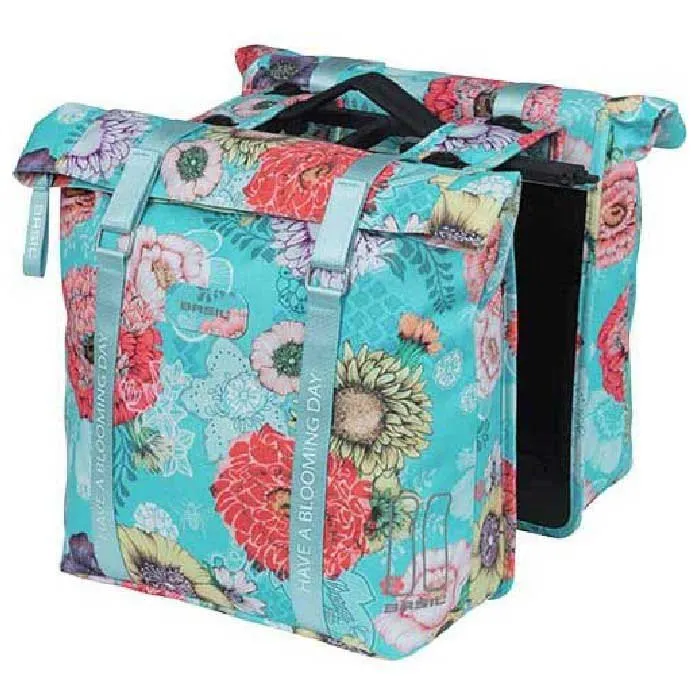 Basil Bloom Field Mik Fahrradtaschen 28-35l, Blue / flowers, One Size Basil Bloom Field Mik Fahrradtaschen 28-35l, Blue / flowers, One Size