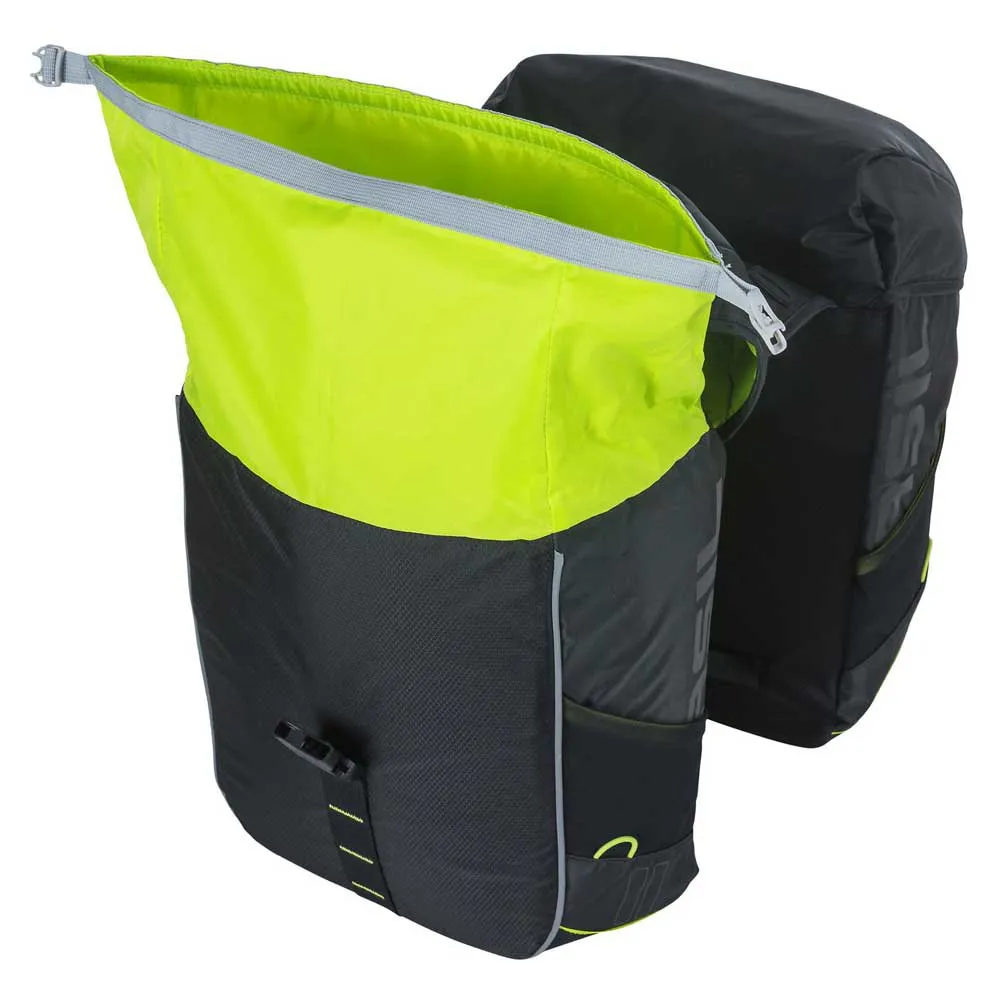 Basil Miles Double Fahrradtaschen 32l, Black / lime, One Size Basil Miles Double Fahrradtaschen 32l, Black / lime, One Size
