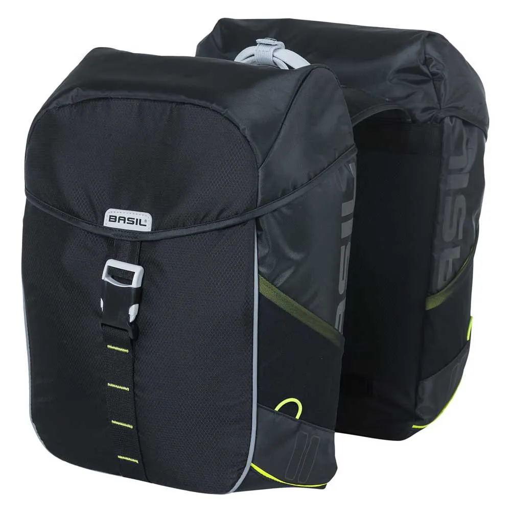 Basil Miles Double Fahrradtaschen 32l, Black / lime, One Size Basil Miles Double Fahrradtaschen 32l, Black / lime, One Size