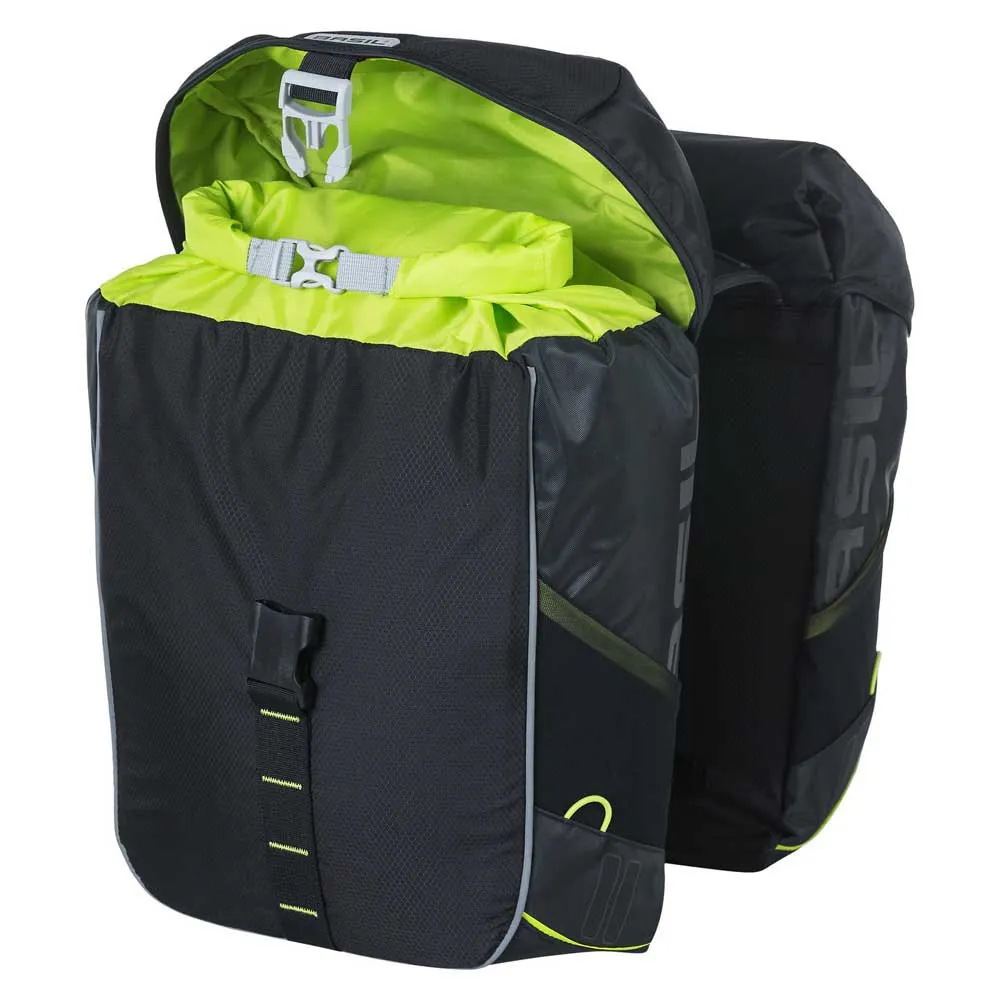 Basil Miles Double Fahrradtaschen 32l, Black / lime, One Size Basil Miles Double Fahrradtaschen 32l, Black / lime, One Size