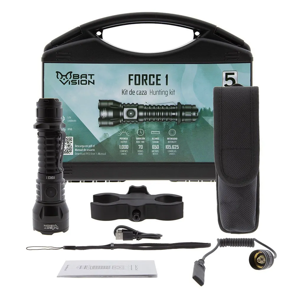 Bat Vision Force One Led-taschenlampen-set, Black, 1000 Lumina Bat Vision Force One Led-taschenlampen-set, Black, 1000 Lumina