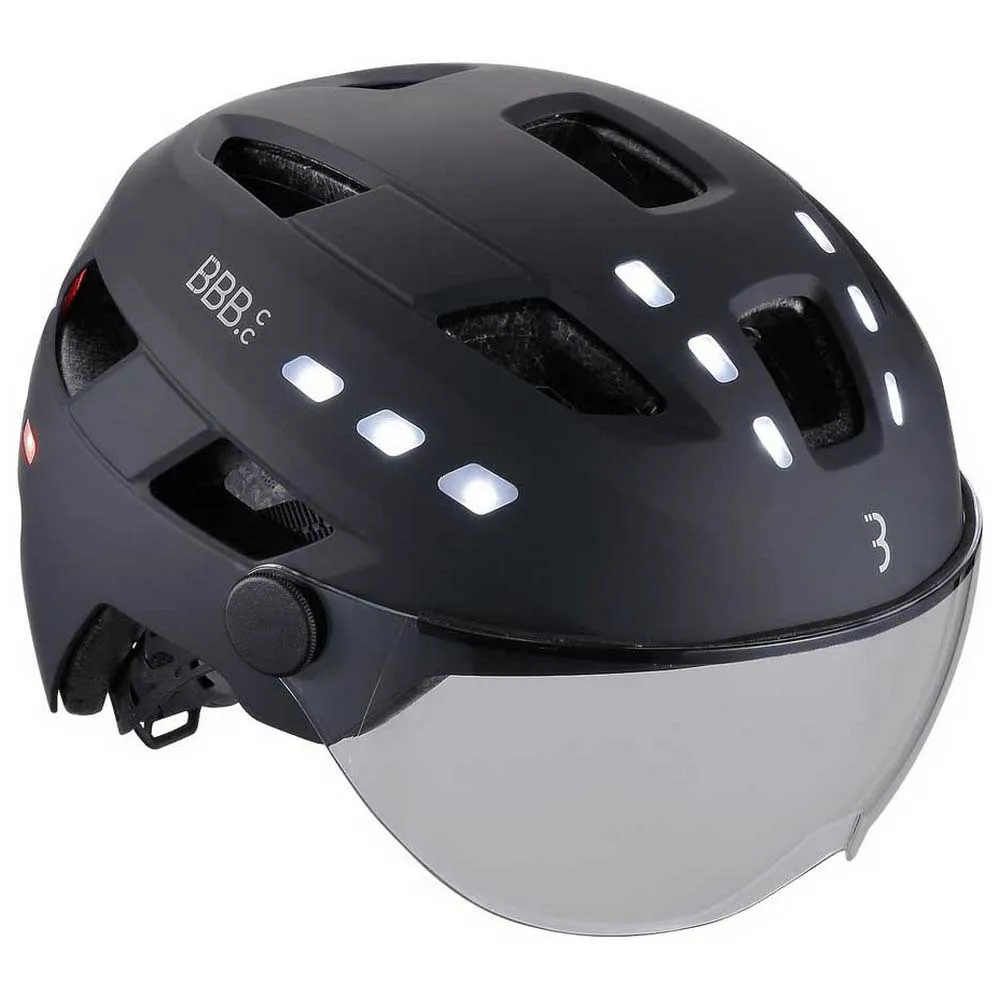 BBB District Led Faceshield Stadthelm, Matt black BBB District Led Faceshield Stadthelm, Matt black